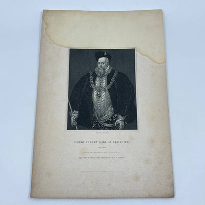 1836 Engraving Art Print Robert Dudley Earl of Leicester 1588 AB3