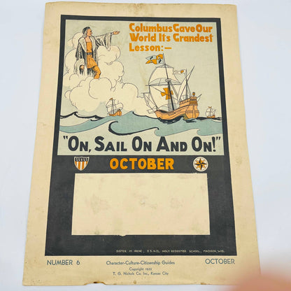 1932 Christopher Columbus Sail On Character Culture Citizenship Guides Poster #6