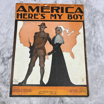 American Here's My Boy Arthur Lange WWI 1917 Sheet Music TK2-SM3