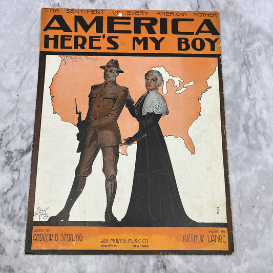 American Here's My Boy Arthur Lange WWI 1917 Sheet Music TK2-SM3