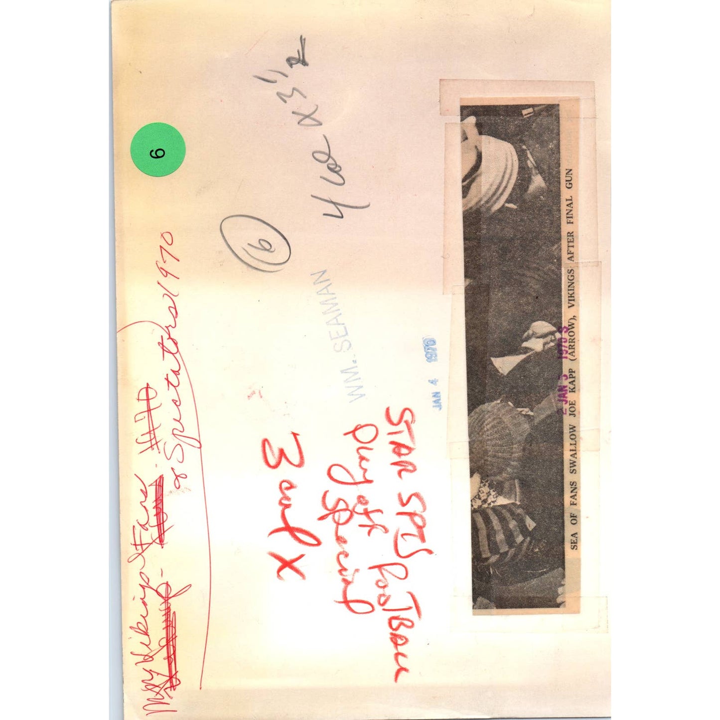 1970 Original Press Photo Football NFL Vikings QB Joe Kapp With Fans 6x9" TK2-FP