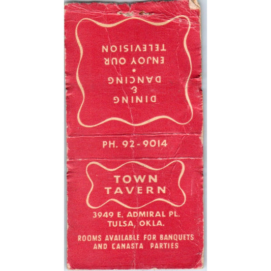 Town Tavern Dining & Dancing Tulsa OK Advertising Matchbook Cover MM9-4