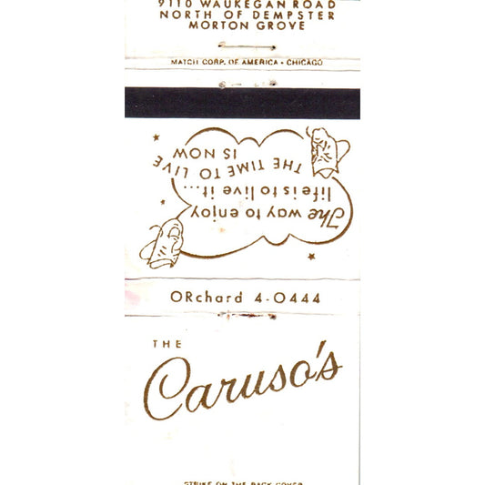 Caruso's Food and Singing Morton Grove IL Advertising Matchbook Cover MM9-6