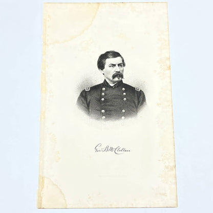 1882 Original Steel Art Engraving - Union General George B. McClellan 9x5.75 AC3