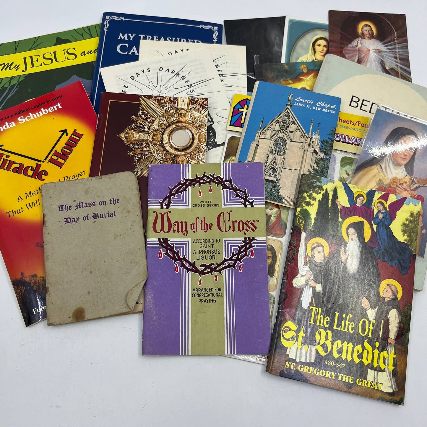 Huge Lot of Vintage Catholic Ephemera Relics Books & More SG5-4