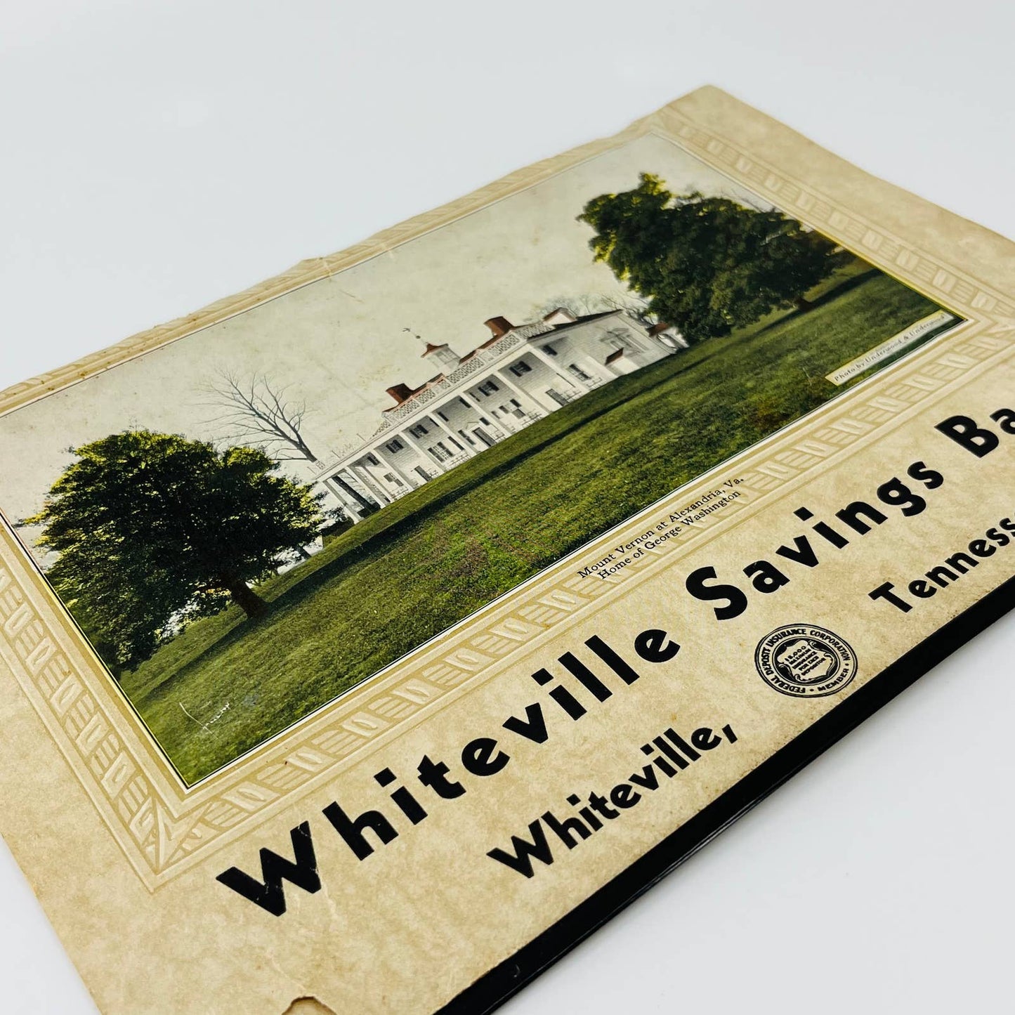 Vintage Lithograph Ad Whiteville Savings Bank Tennessee Mt. Vernon 8 x 11 C1