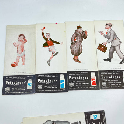 1940s Petrolagar Mineral Oil Blotter Cards Seven Stages of Man COMPLETE SET TE4