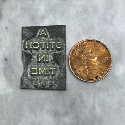 Vintage Printing Letterpress Printers Block Plate “A Stitch in Time” SE823