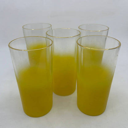 Vintage MCM Yellow Ombré Blendo Highball Tumbler Glasses Set of 5 TI1