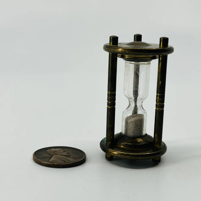 Antique Miniature Brass Sand Timer Toy Dollhouse SB4