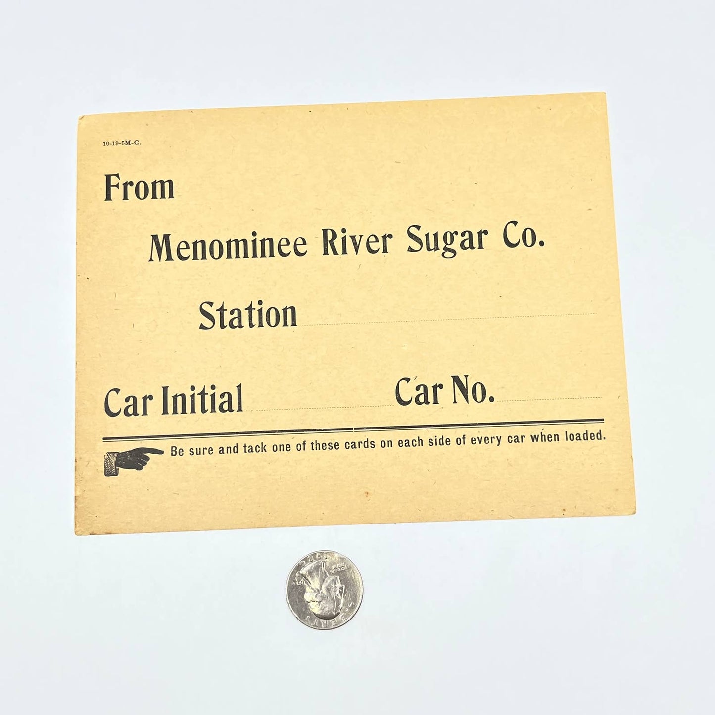 Vintage Menominee River Sugar Co. Railroad Train Car Sign Blank AB8