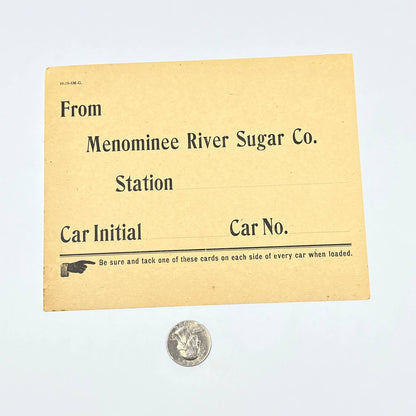 Vintage Menominee River Sugar Co. Railroad Train Car Sign Blank AB8