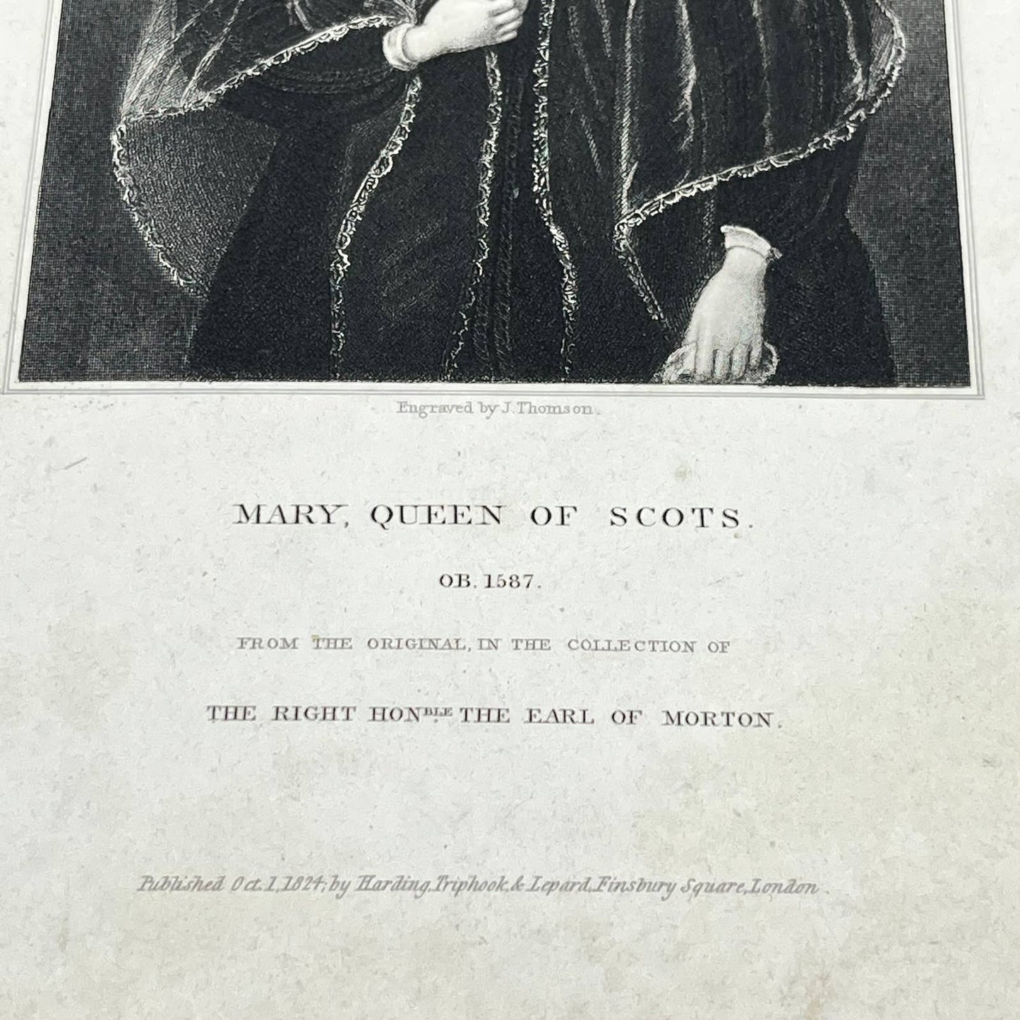 1824 Engraving Art Print Mary Queen of Scots 1587 AB3