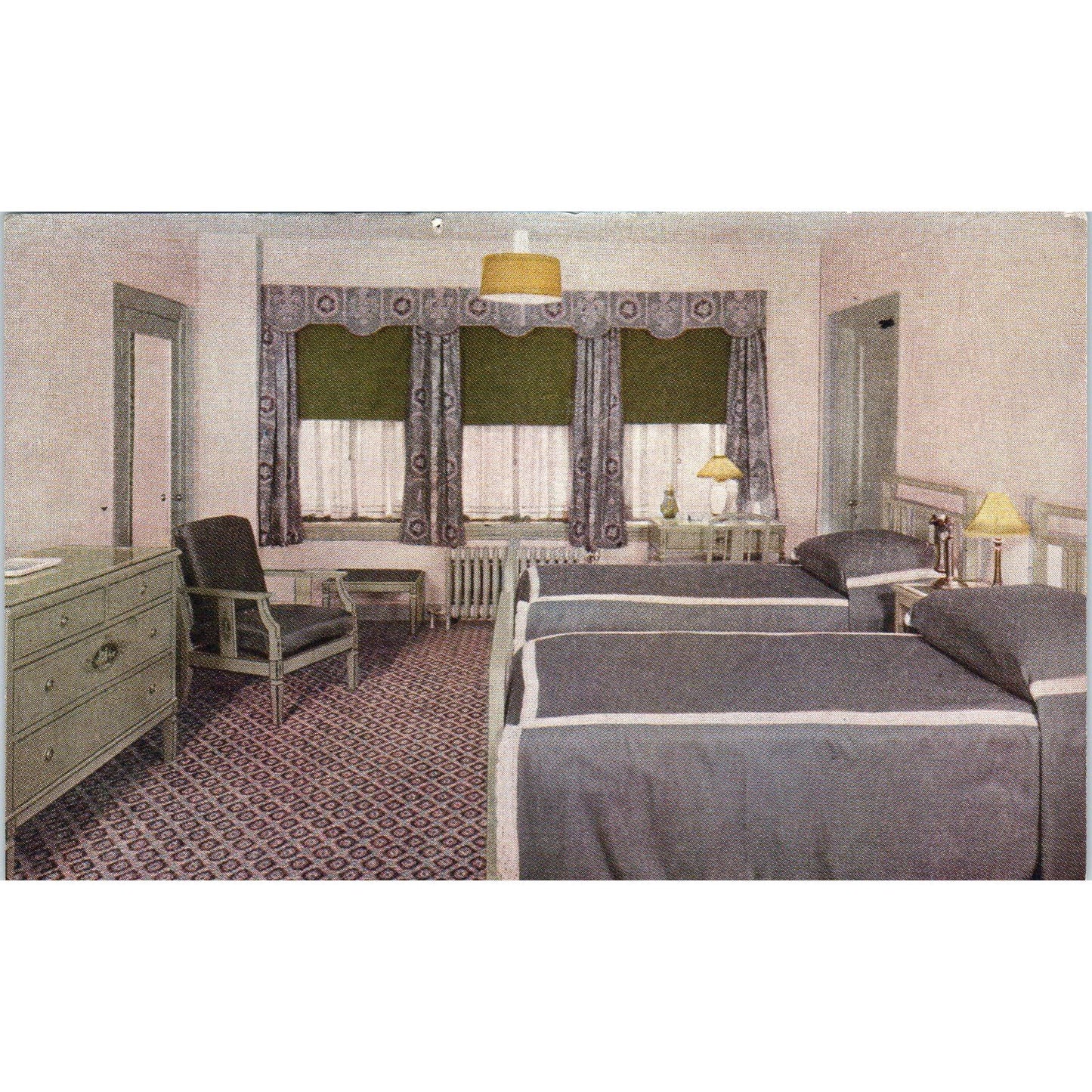 Hotel Hamilton Bedroom Interior Washington D.C. Original Postcard TK1-P2