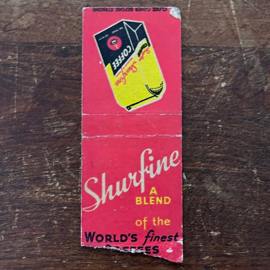 Shurfine Coffee Advertising Matchbook Cover SB3-M1