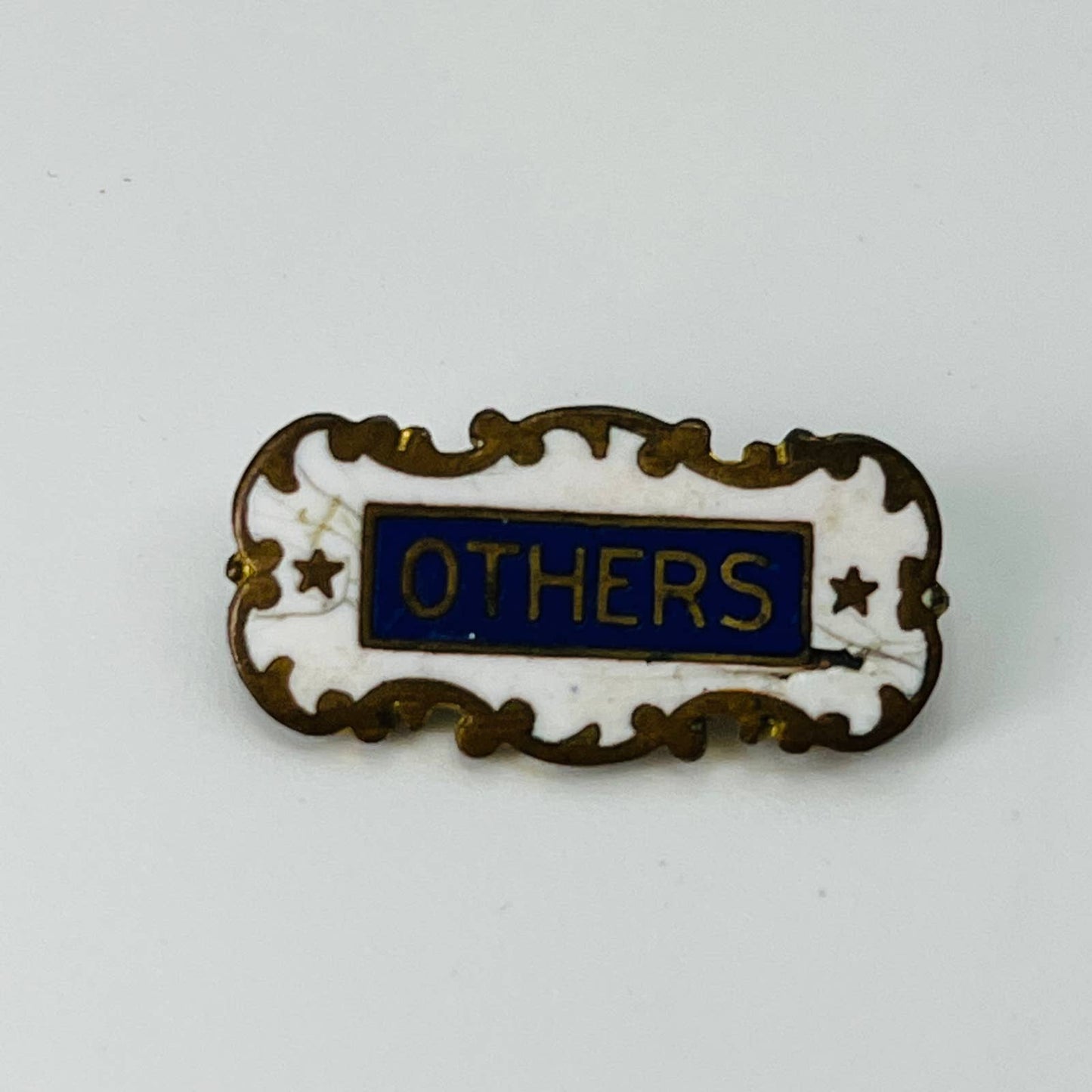Antique Brass OTHERS Pin Enamel Pinback Lapel Hat SB3