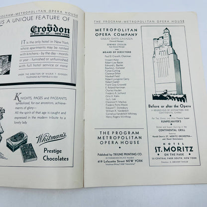 1931-32 Season Metropolitan Opera House MET Grand Opera Program Week 14 NYC TD6