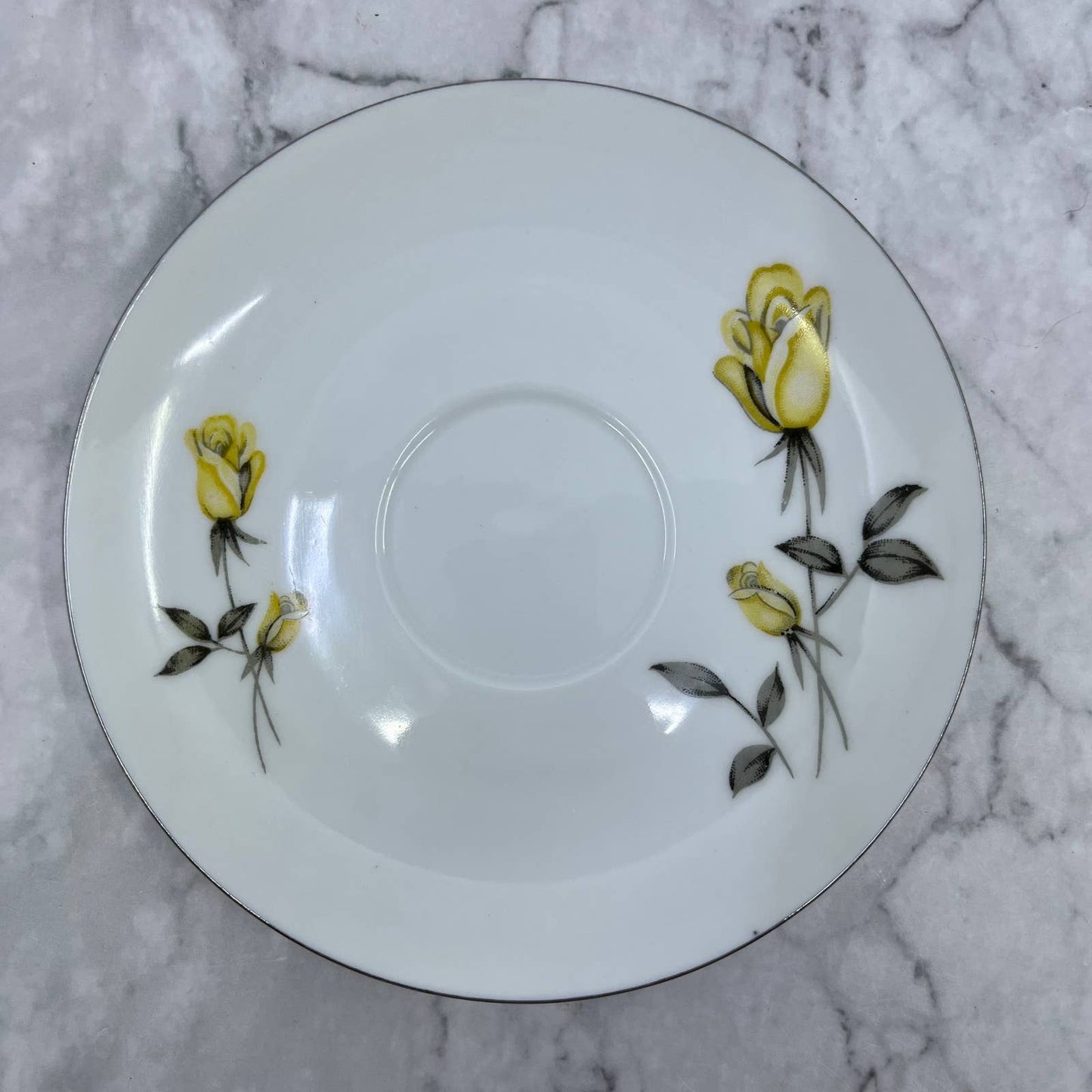 Vintage Fine China Saucer ONLY Yellow Rose Coupe Roses TA7-2