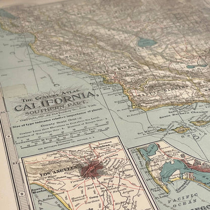 Antique 1897 The Century Atlas Map of CALIFORNIA SET OF 2 Engraved 12.5x17 FL5