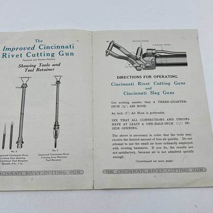 c1920 Improved Cincinnati Rivet Cutting Gun Instruction Manual AB8