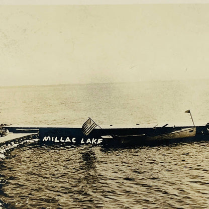 1910s RPPC Millacs Millac Lake Fishing Boat Garrison MN PA8