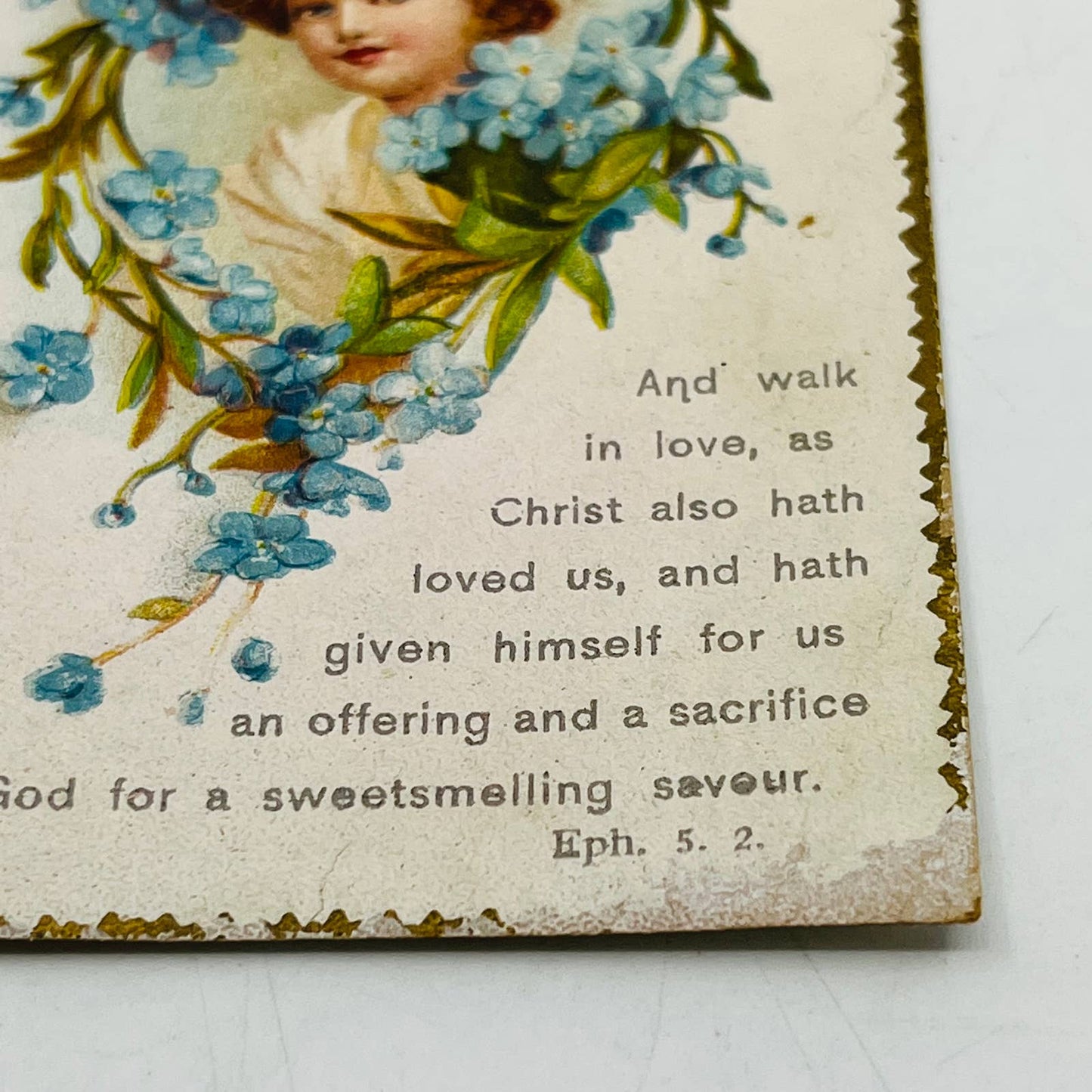 1880s Victorian Christian Holy Prayer Card Ephesians 5:2 Lord’s Prayer Gilt AA2