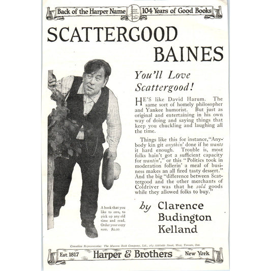 Scattergood Baines by Clarence Budington Kelland - 1921 Original Ad TJ7-L