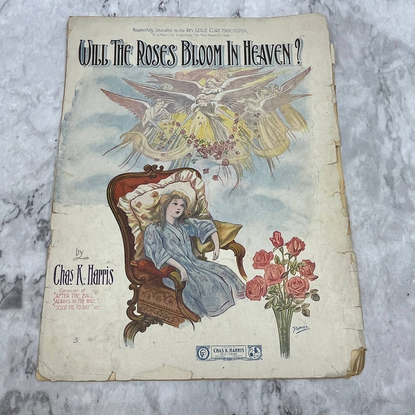 Will the Roses Bloom in Heaven Chas K. Harris 1906 Sheet Music TK2-SM4