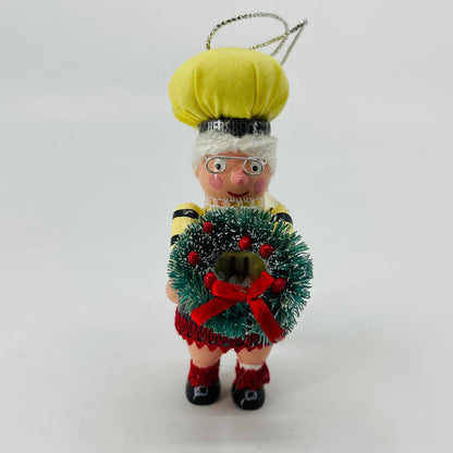 2000 Hershey's Kurt Adler Wooden Santa Woman Elf Christmas Ornament w/Tag SB6