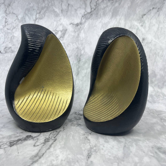 1950s MCM Metal Ben Seibel Jenfred Ware Teardrop Flame Bookends Phila Mfg 7” TJ7