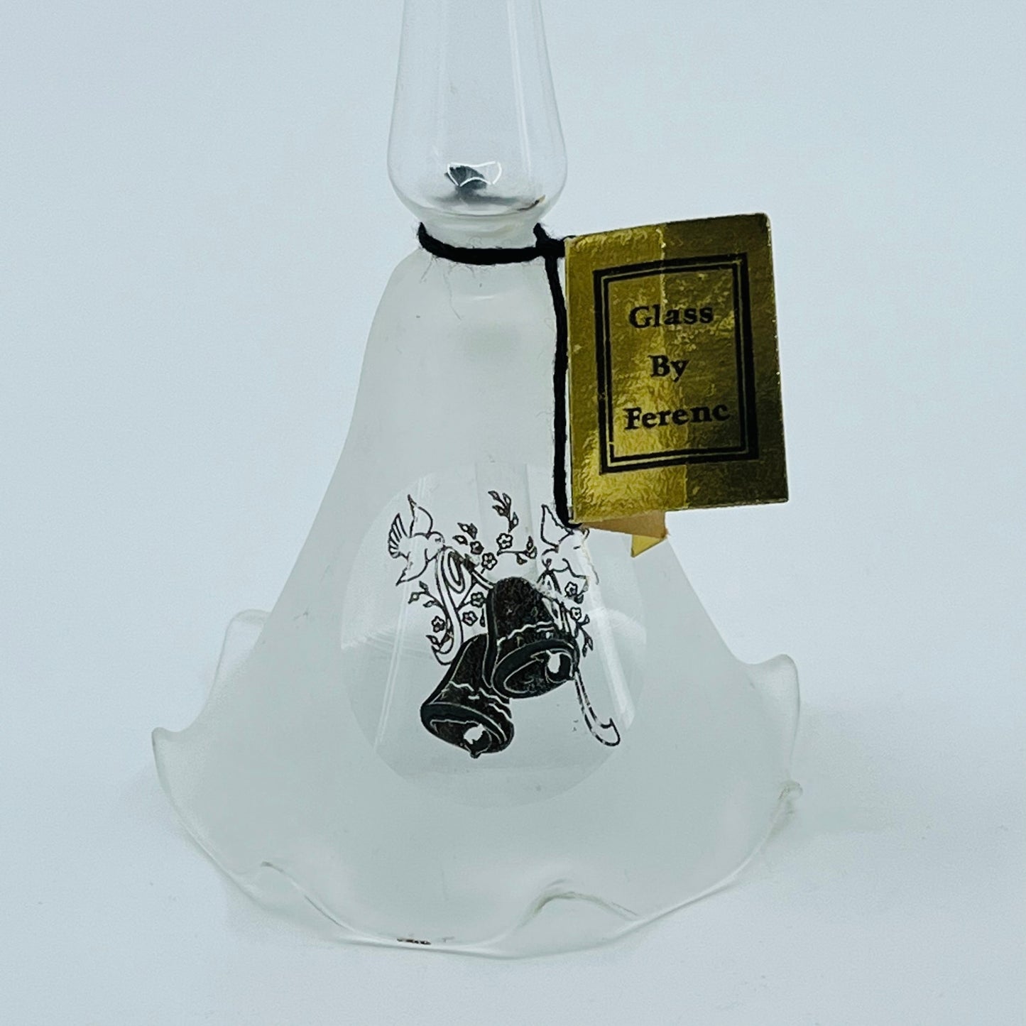 Mid Century Long Stem Hand Blown Glass Bell Frosted Glass by Ferenc Gilman SC4