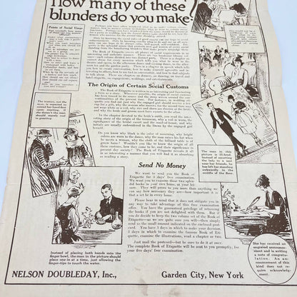 1920s Mail Order Advertisement for the Book of Etiquette Nelson Doubleday AA9