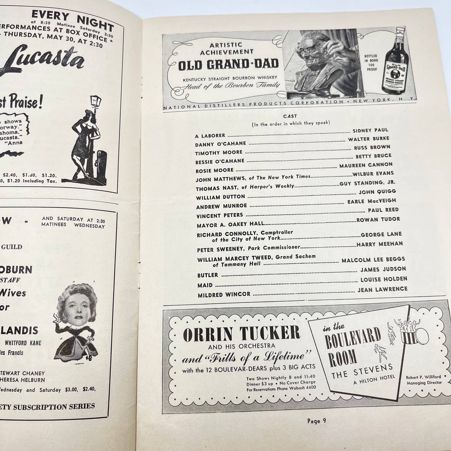 1940s Chicago Stagebill Michael Todd Up in Central Park Evans Bruce AB3