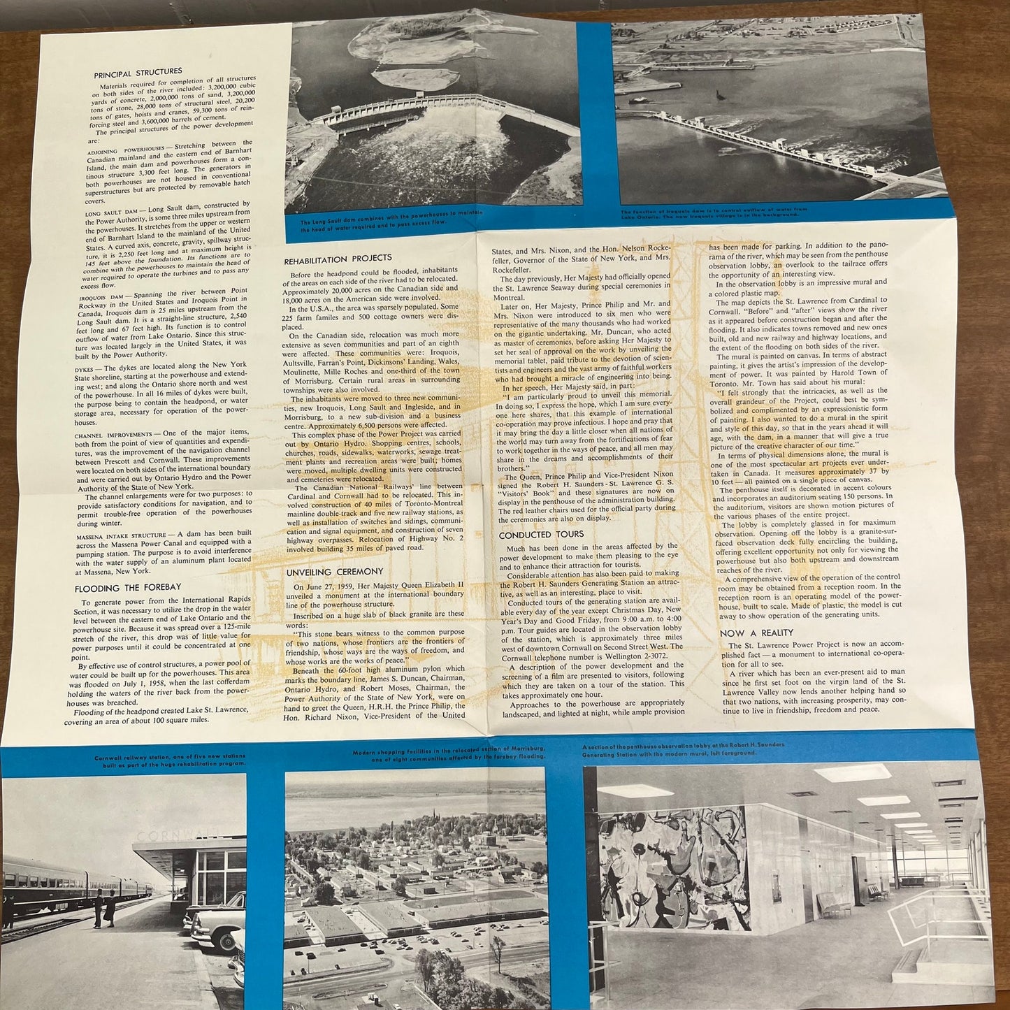 1950s St. Lawrence Generating Station Fold Out 16x20 Map Robert Moses NY L2-1