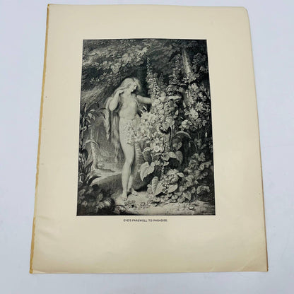 1880s Victorian Print Engraving Milton Paradise Lost EVE’S FAREWELL TO PARADISE