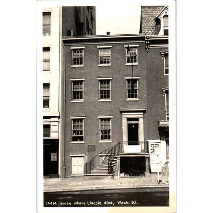 House Where Lincoln Died RPPC Washington D.C. Original Postcard TK1-P2