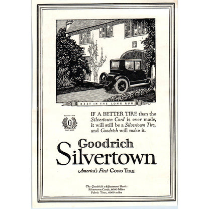 c1920 Harper's Magazine Ad - Goodrich Silvertown America's First Cord Tire TF6-1