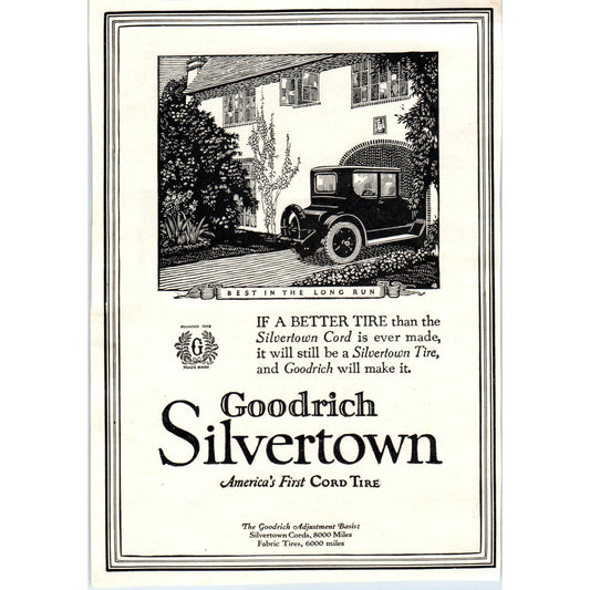 c1920 Harper's Magazine Ad - Goodrich Silvertown America's First Cord Tire TF6-1