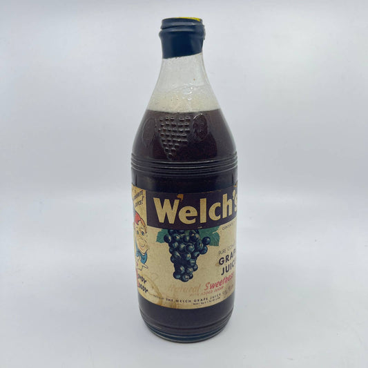 1950s Welch's 1.5 pts Howdy Doody Grape Juice Bottle UNOPENED TE5