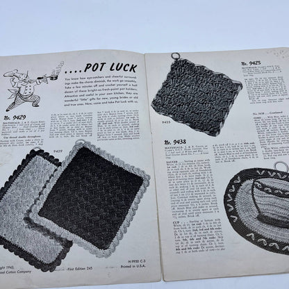 1945 Crochet Pattern Potholders 30 Designs Coats & Clarks Book 222 TH7