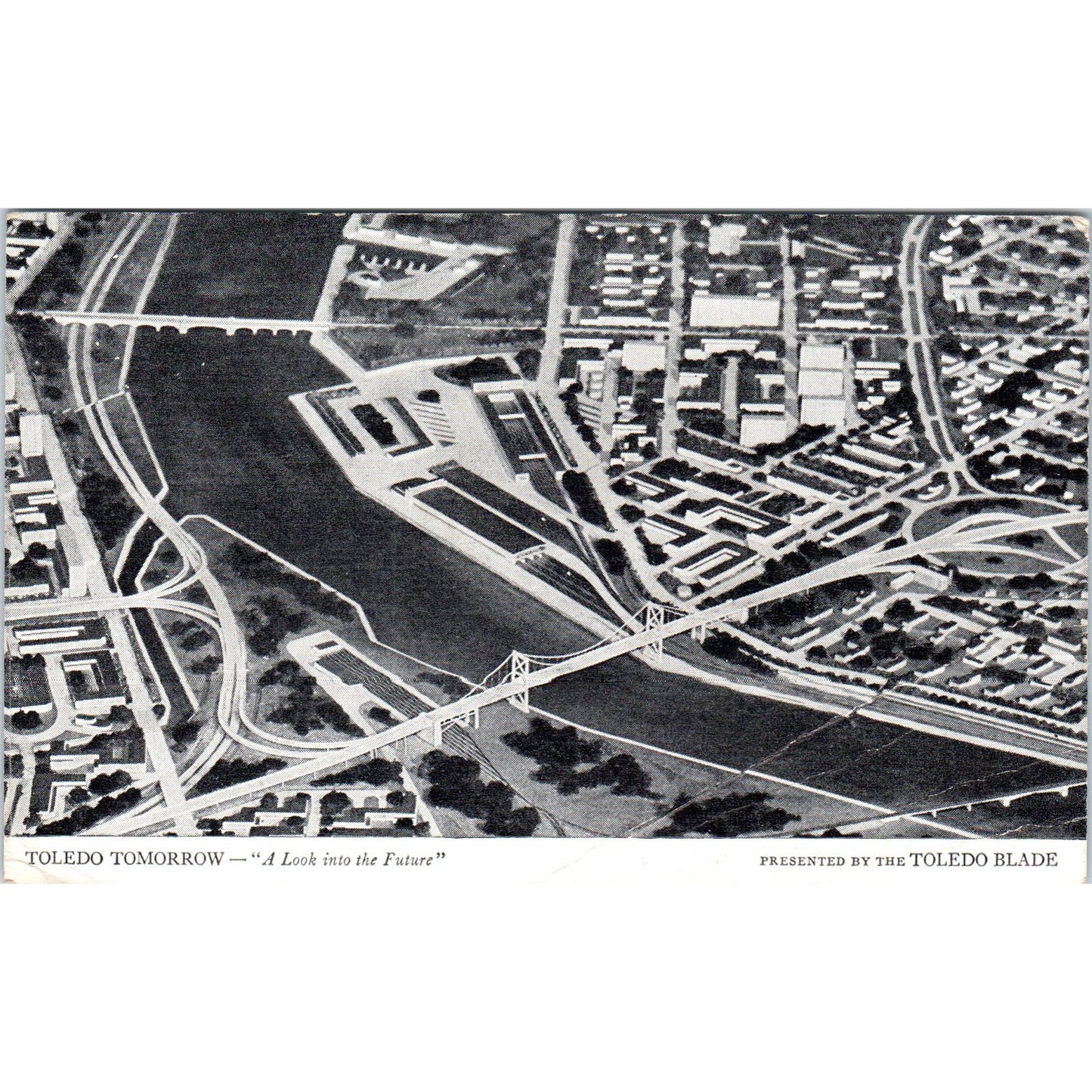 Toledo Tomorrow - A Look Into the Future Norman Bel Geddes Postcard TK1-20