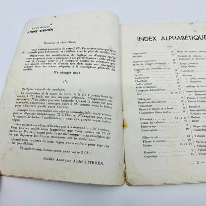 1958 Citroën 2CV Type AZL LA BERLINE Owner's manual 1958 French BA1