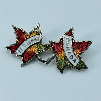 Canada St. Thomas Maple Leaf Enamel Pin Pinback Lapel Hat SB3