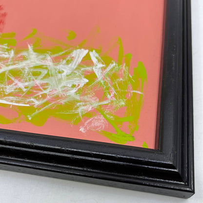 Framed Original Abstract Art Painting "Cherry Limeade" Acrylic on Glass 9x11 TI5