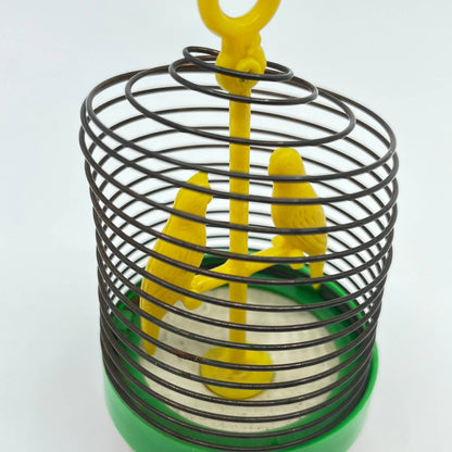 Vintage Chirping Bird Cage Hanging Novelty Christmas Ornament Made in USA 4” TE1
