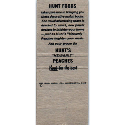 Hunts Heavenly Peaches Anemone Advertising Matchbook Cover SA1-M2