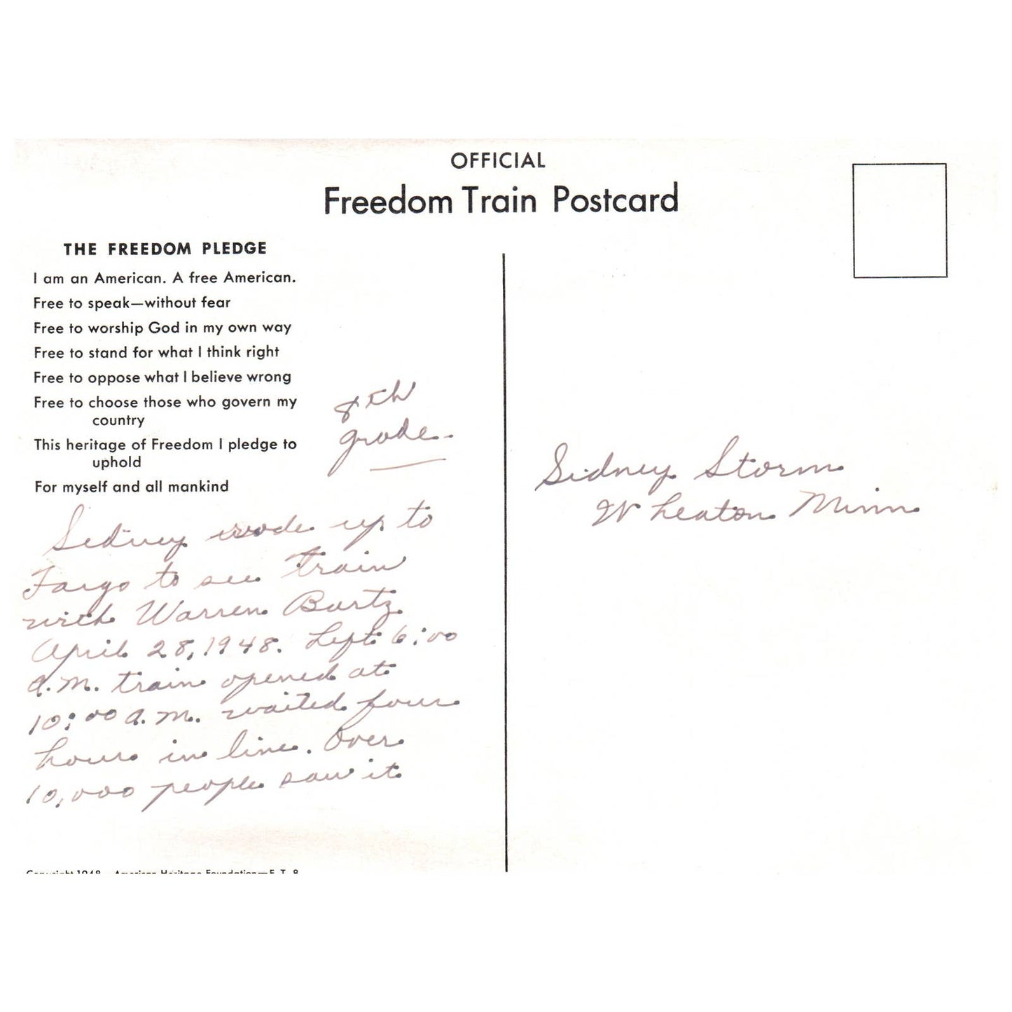 1948 Large Postcard Freedom Train Fargo North Dakota AC9