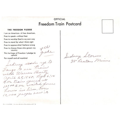 1948 Large Postcard Freedom Train Fargo North Dakota AC9