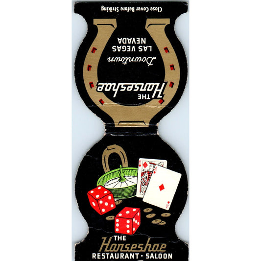 The Horseshoe Restaurant Las Vegas NV Die Cut Advertising Matchbook Cover SA6-M3