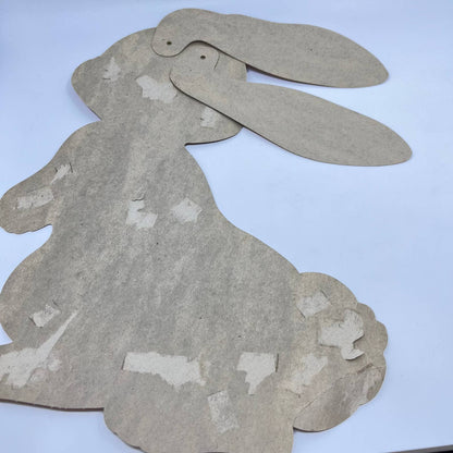 1961 Dennison Large Brown Easter Bunny Die Cut Wall Decor Moveable Ears 25” FL3